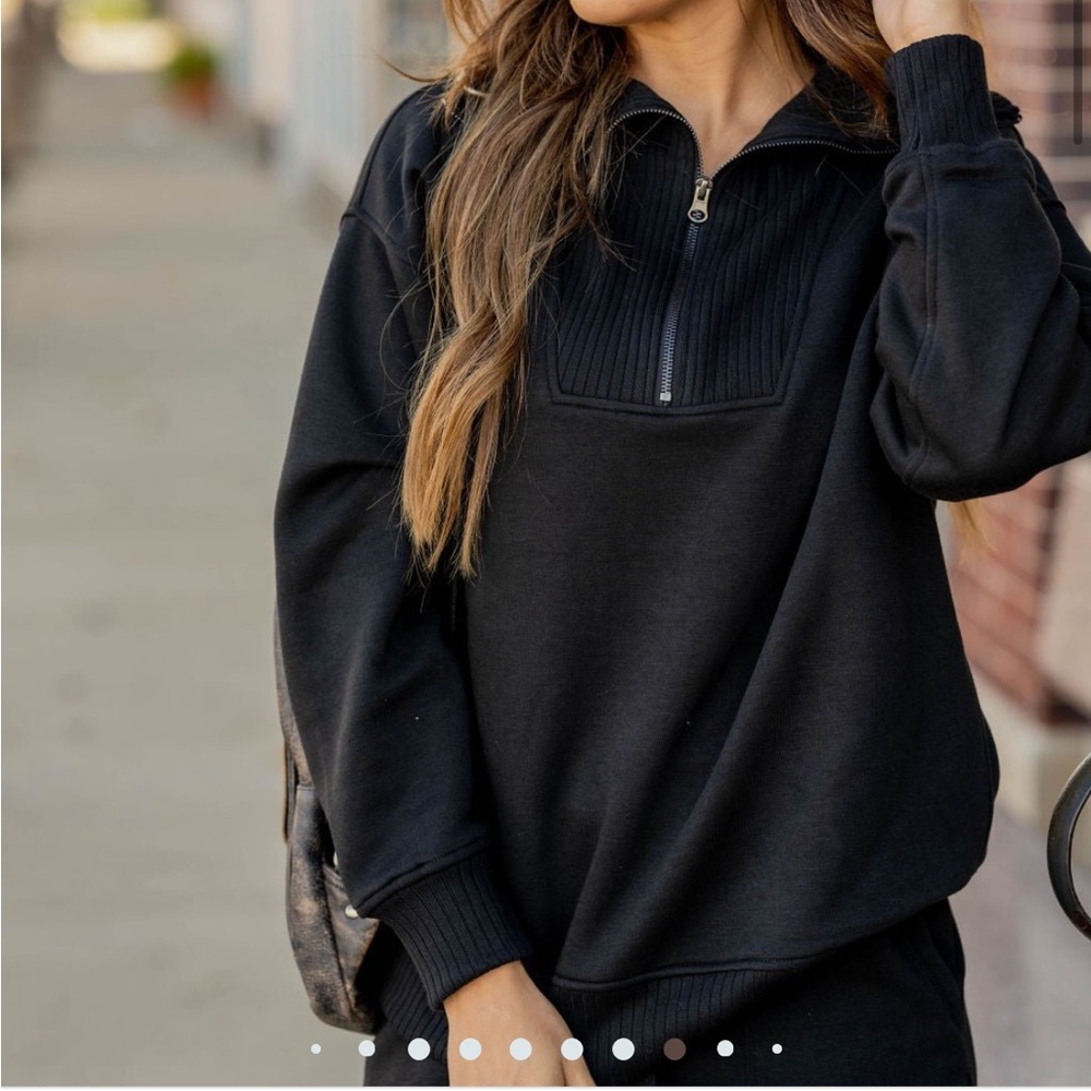 Rae Mode Black Quarter Zip Ribbed Detail Sweater from Betsey’s Boutique